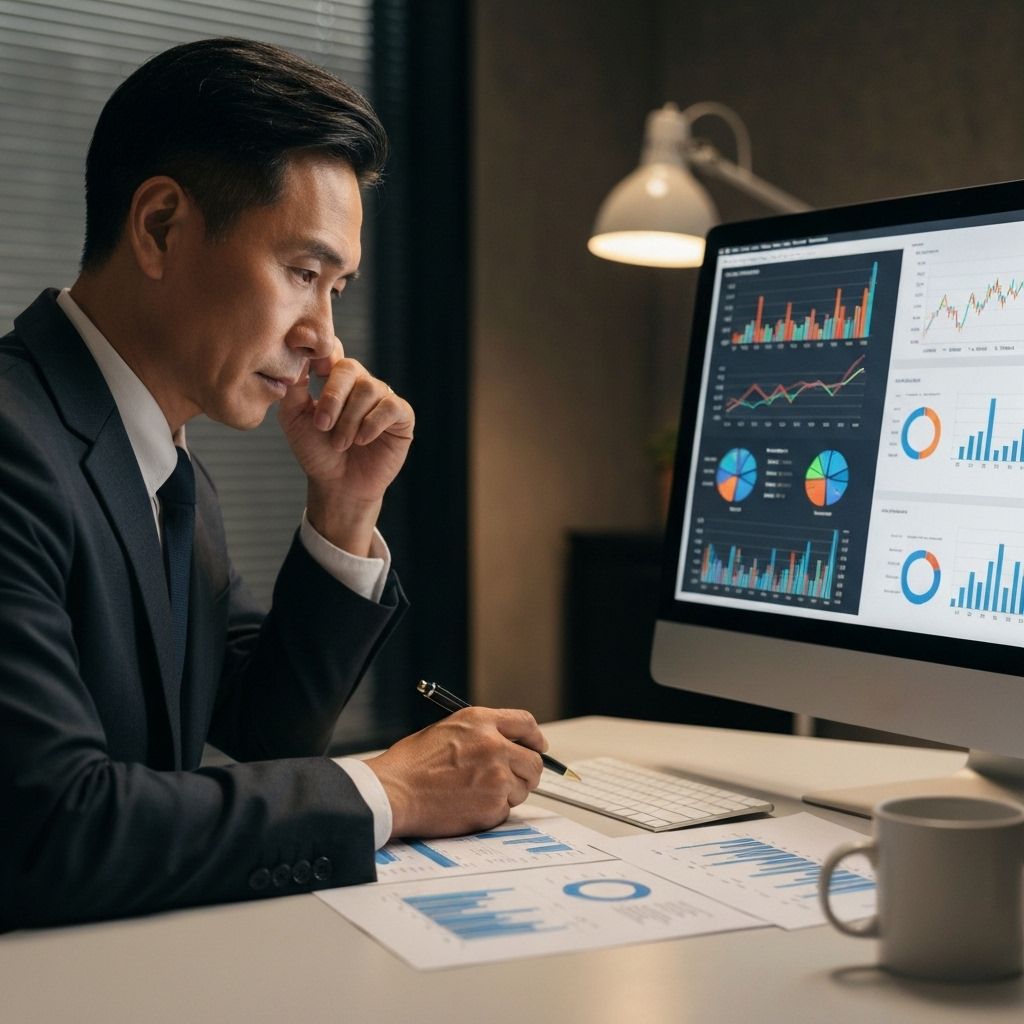 Profissional analisando dados financeiros